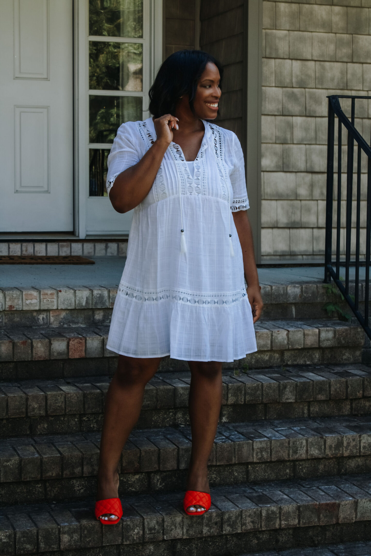 white dress steps