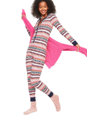 Old Navy Patterned Waffle-Knit One-Piece Pajamas